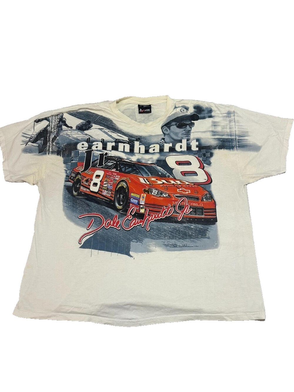 Chase Dale Earnhardt Jr #8 T Shirt Men 2XL XXL AOP Nascar Racing White Vintage